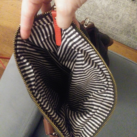 Grey Kate Spade Purse w/burnt orange strap - Picture 2 of 5